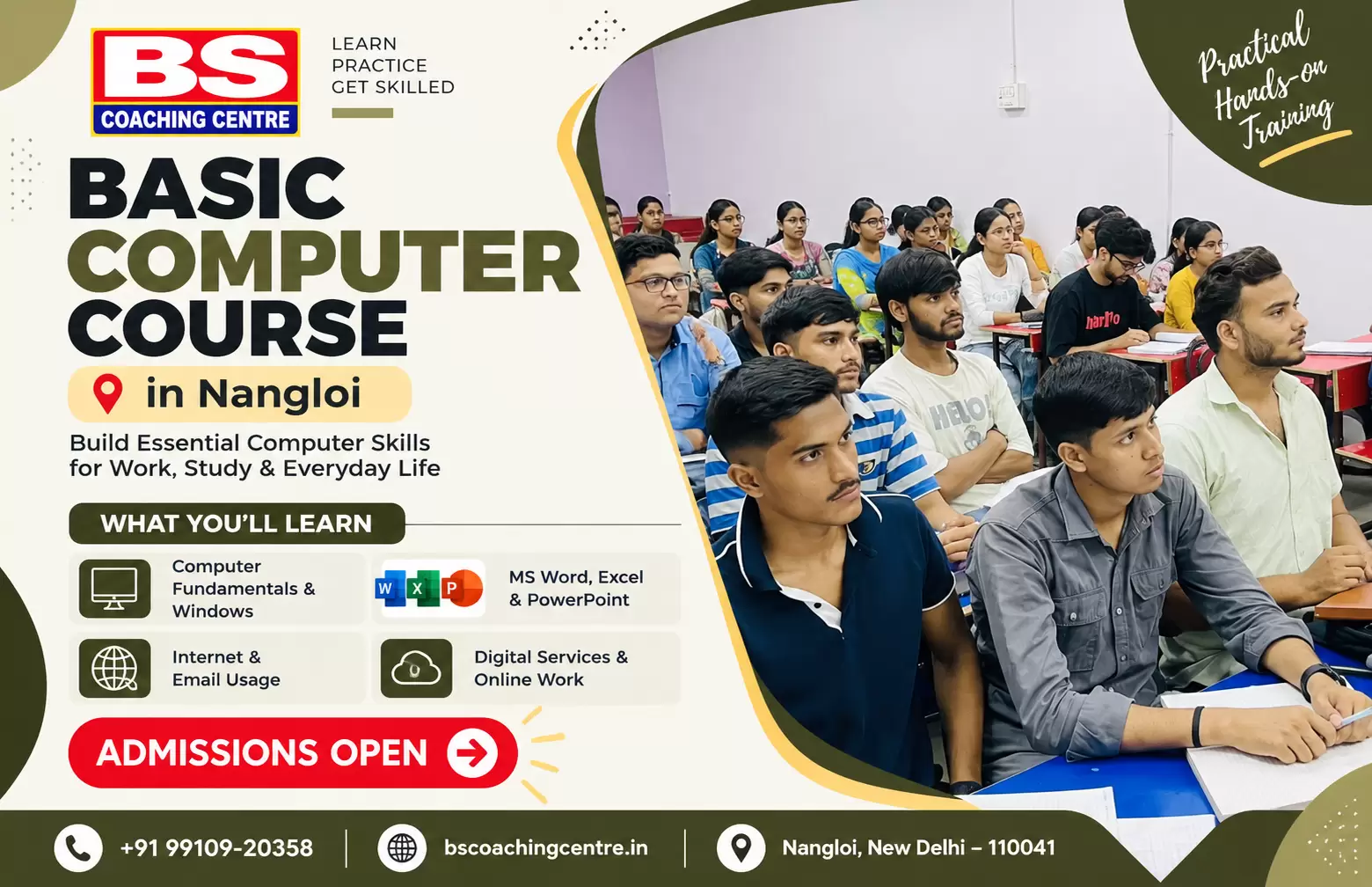 Basic Computer Course at BS Coaching Centre in Nangloi, Delhi